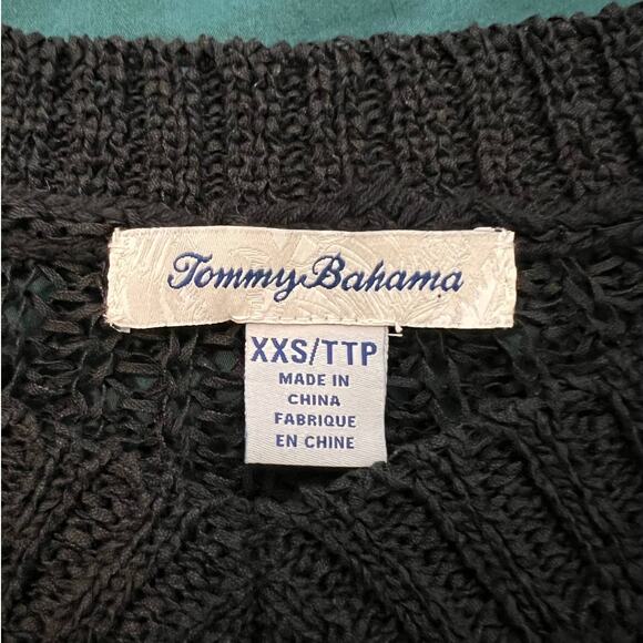 Tommy Bahama Open Weave Black Oversized short sleeve sweater - XXS - Picture 5 of 8
